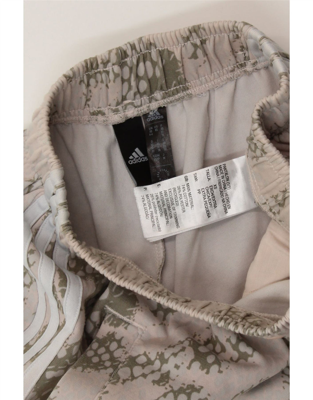 ADIDAS Womens Tracksuit Trousers UK 4/6 XS Beige Camouflage Cotton