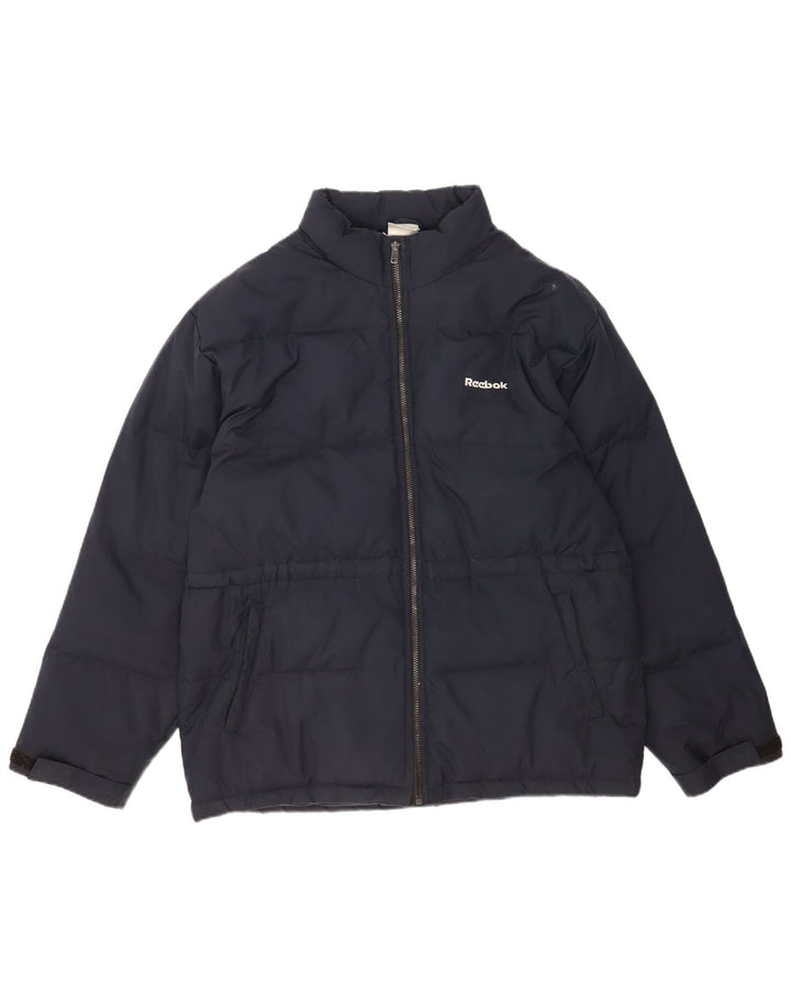 Reebok Womens Oversized Padded Jacket UK 16 Large Navy Blue Polyester