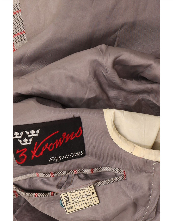 Vintage Mens 2 Button Blazer Jacket IT 52 XL Grey Check