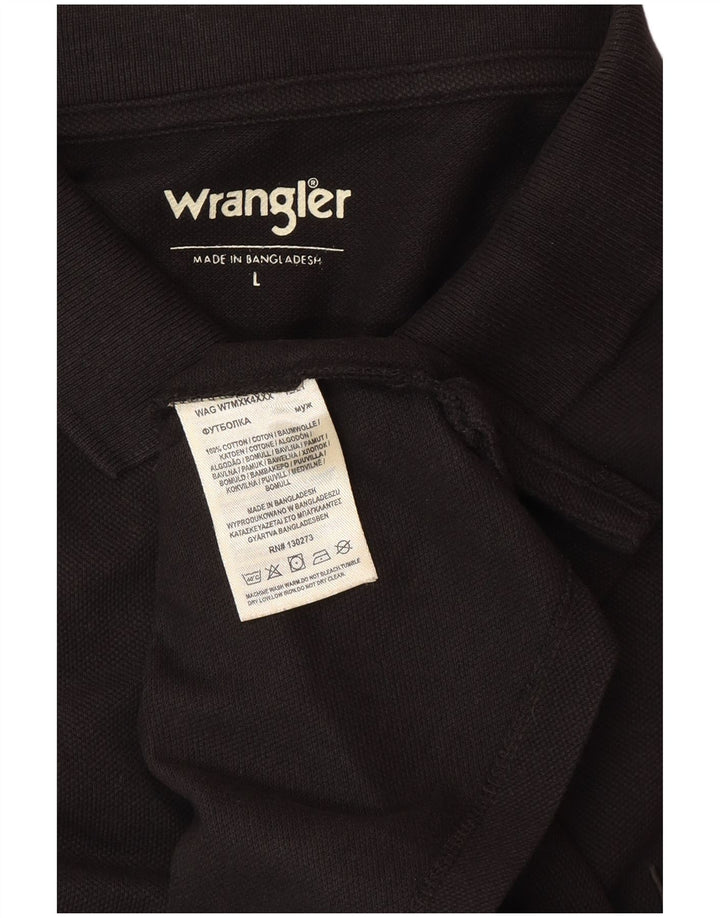 WRANGLER Mens Polo Shirt Large Black Cotton