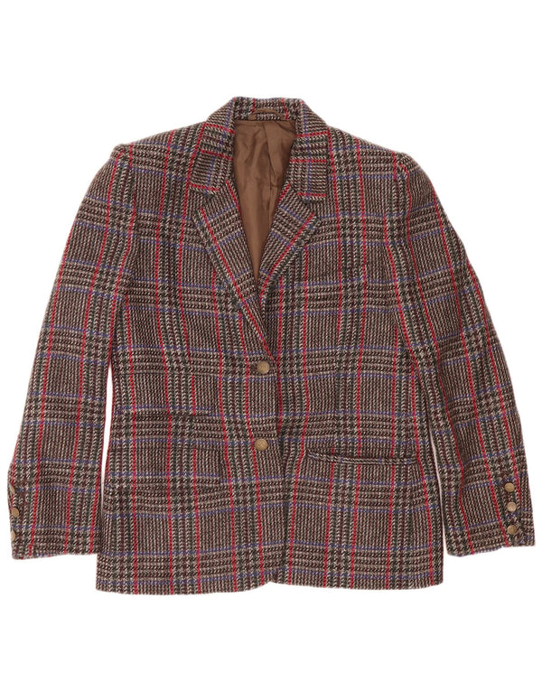 Vintage Womens 2 Button Blazer Jacket IT 44 Medium Brown Houndstooth Wool