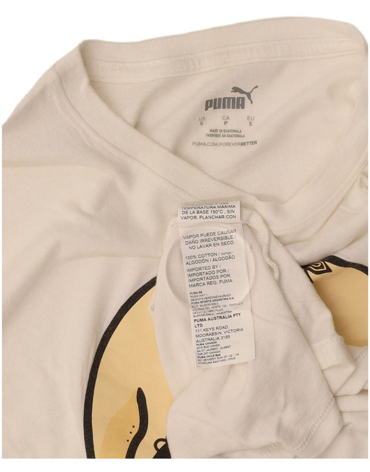 PUMA Mens Graphic T-Shirt Top Small Off White Cotton