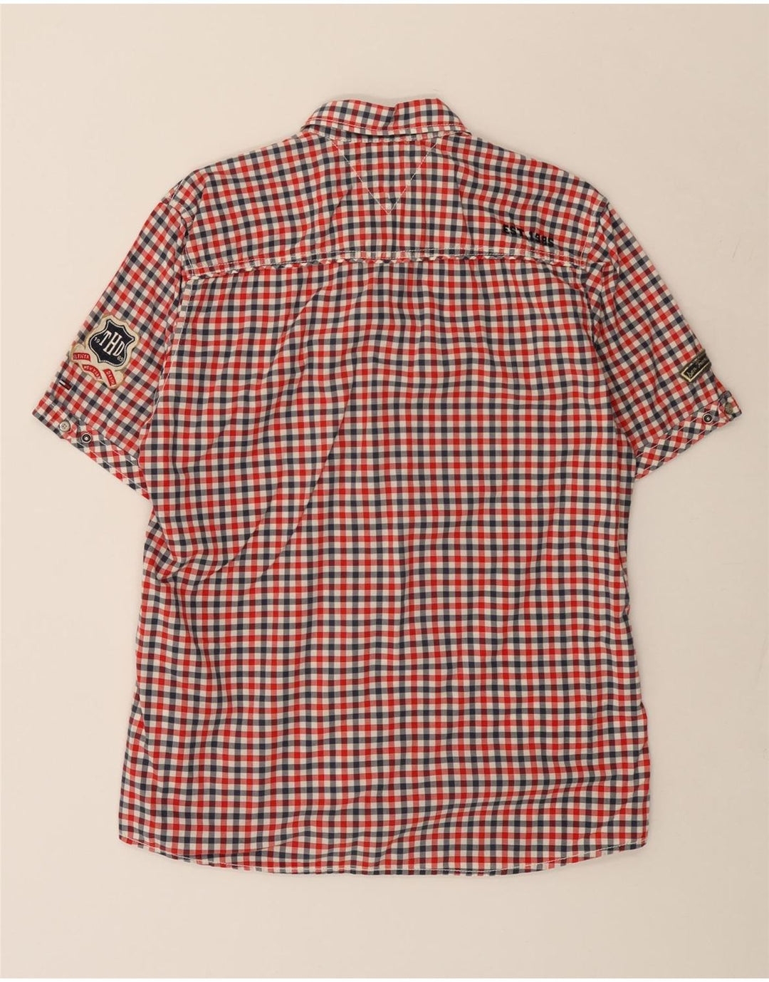 TOMMY HILFIGER Mens Heritage Short Sleeve Shirt XL Red Check Cotton