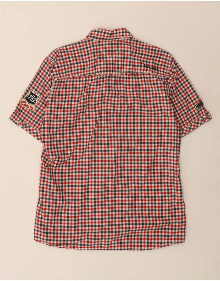TOMMY HILFIGER Mens Heritage Short Sleeve Shirt XL Red Check Cotton