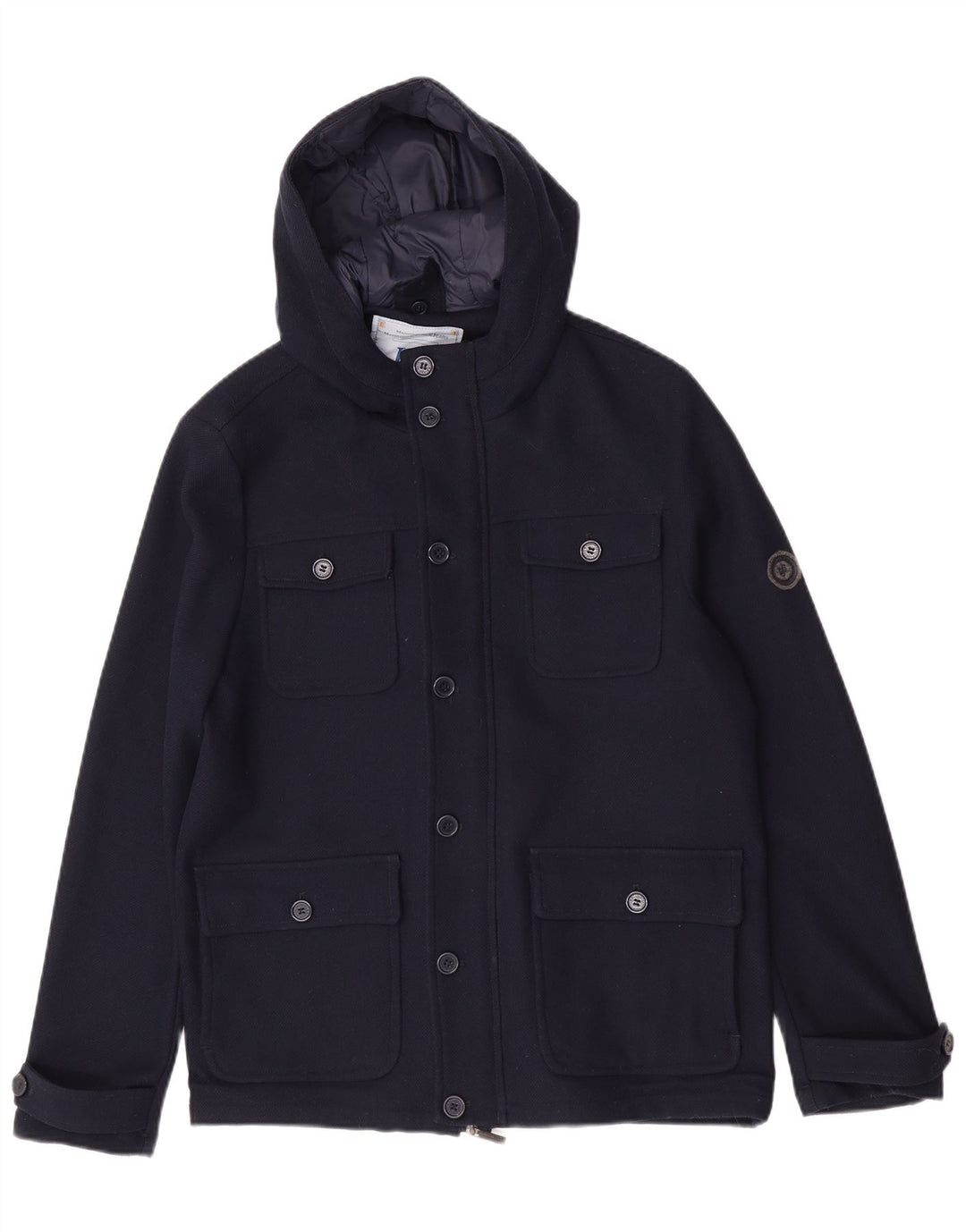 Harmont & Blaine Mens Hooded Utility Jacket UK 40 Large Navy Blue Polyester