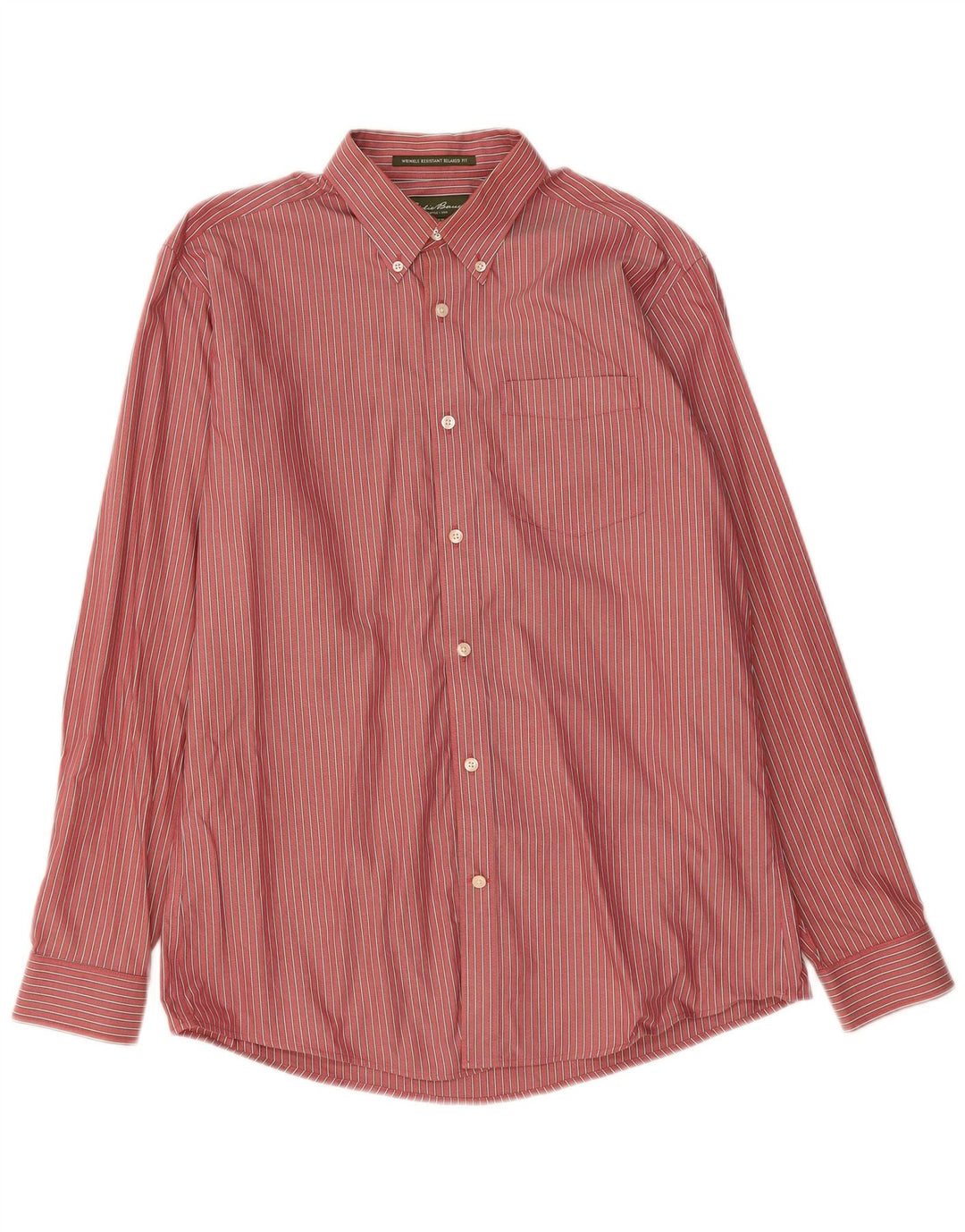 EDDIE BAUER Mens Relaxed Fit Shirt Medium Red Pinstripe Cotton