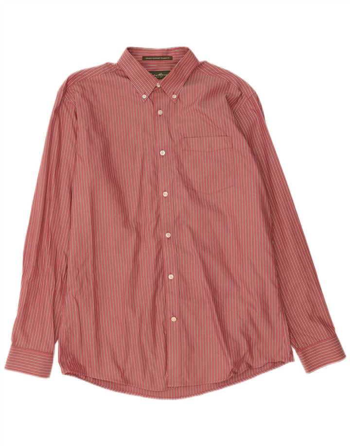 EDDIE BAUER Mens Relaxed Fit Shirt Medium Red Pinstripe Cotton