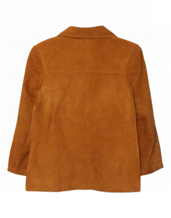 Vintage Womens 2 Button Suede Blazer Jacket UK 12 Medium Beige Leather