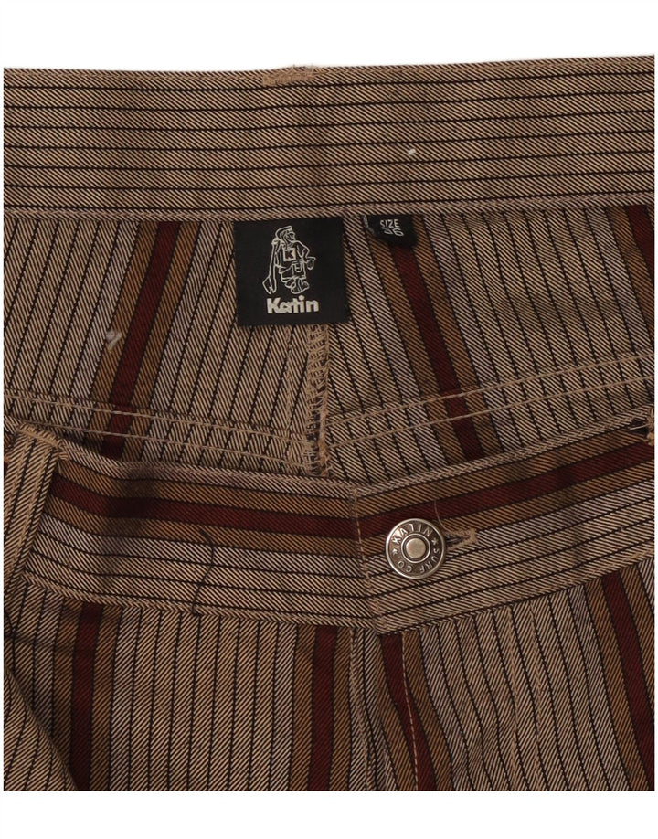 Katin Mens Casual Shorts W36 Large Brown Striped Polyester