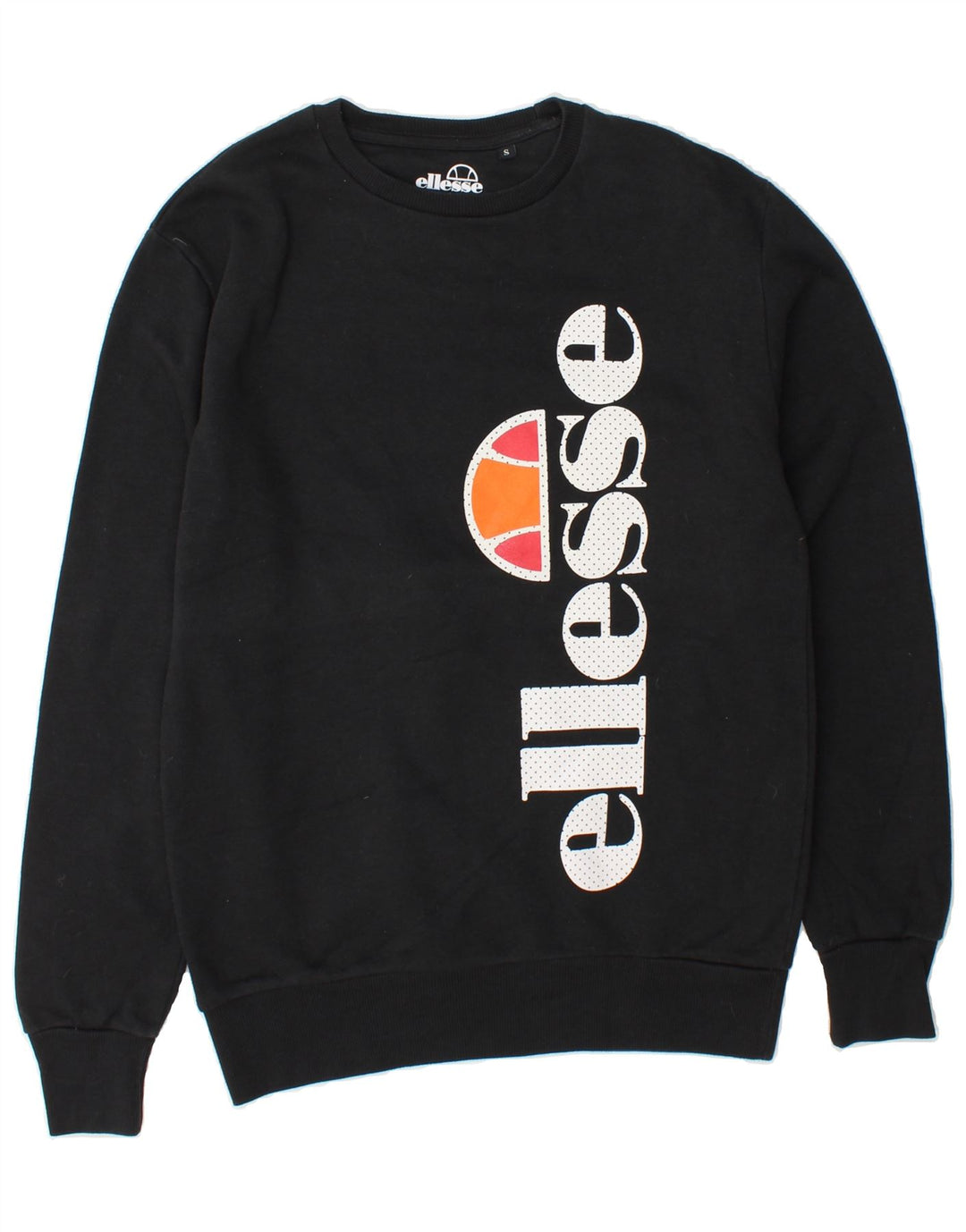 ELLESSE Mens Graphic Sweatshirt Jumper Small Black Cotton Vintage Ellesse and Second-Hand Ellesse from Messina Hembry 