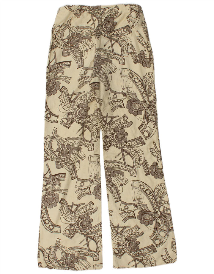 Vintage Womens Abstract Pattern Bootcut Casual Trousers  W26 L28 Beige