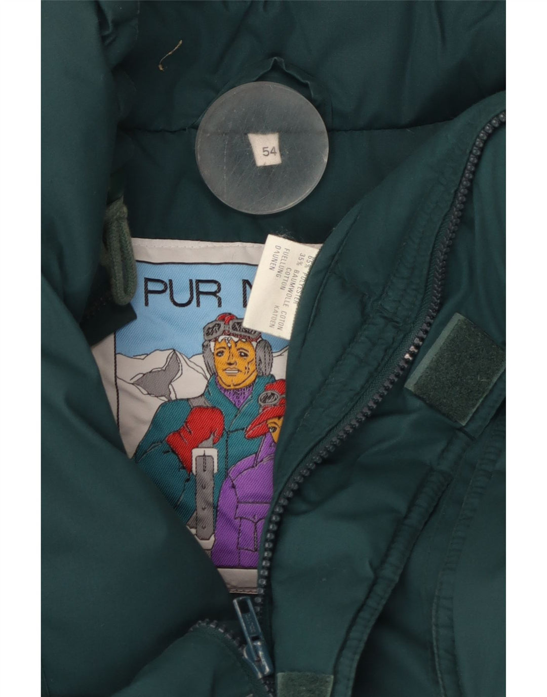 Vintage Mens Hooded Padded Ski Jacket IT 54 2XL Green Polyester