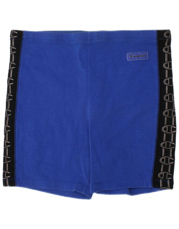CHAMPION Boys Graphic Sport Shorts 9-10 Years Medium Blue Colourblock