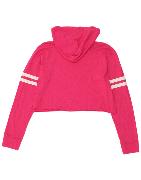 Hollister Womens Oversized Crop Graphic Hoodie Jumper UK 10 Small Pink