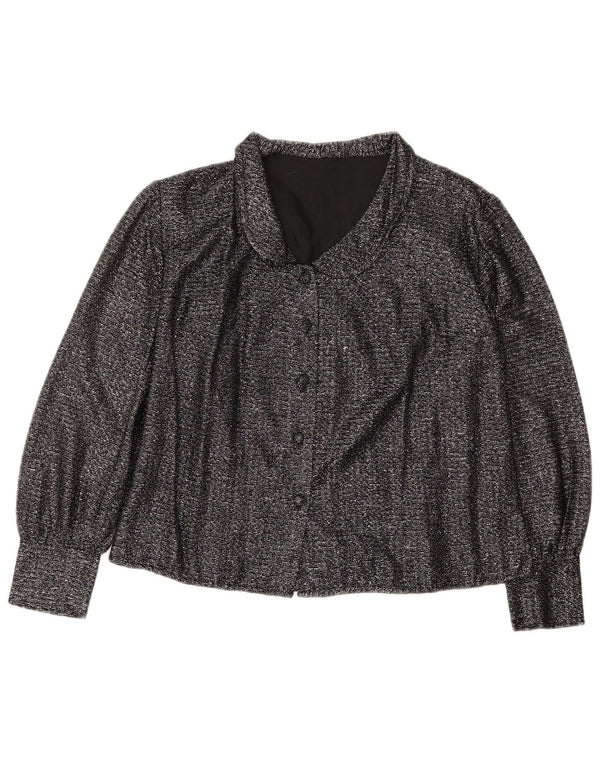 VINTAGE Womens Shirt Blouse UK 16 Large Black
