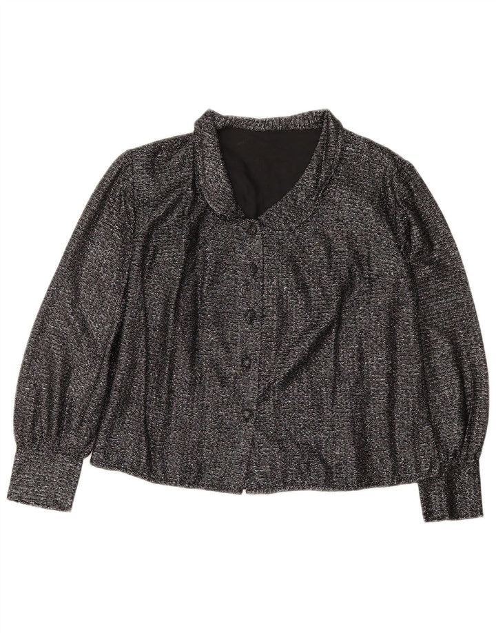 VINTAGE Womens Shirt Blouse UK 16 Large Black