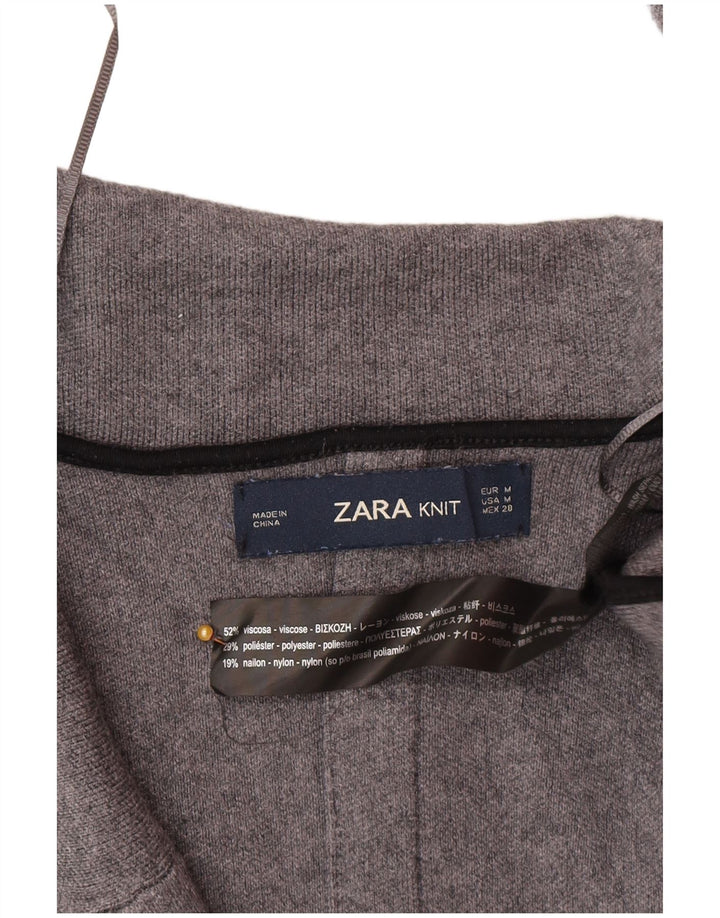Zara Womens Longline Cardigan Sweater UK 14 Medium Grey Viscose