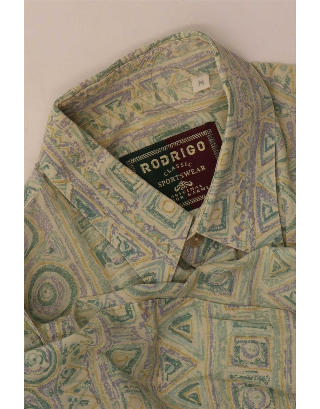 Rodrigo Mens Short Sleeve Shirt Medium Green Geometric