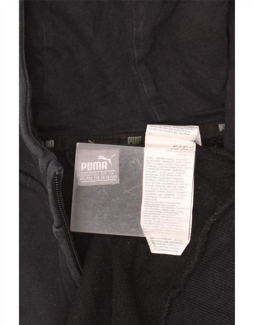 PUMA Boys Graphic Zip Hoodie Sweater 15-16 Years Black Cotton