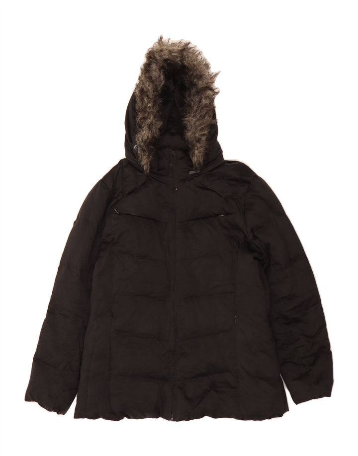 CALVIN KLEIN Womens Hooded Padded Jacket UK 16 Large Black Polyester Vintage Calvin Klein and Second-Hand Calvin Klein from Messina Hembry 