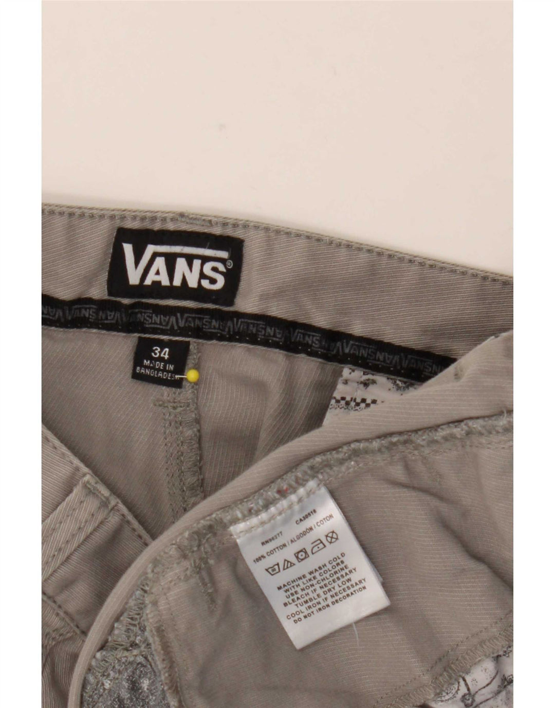 Vans Mens Casual Shorts W34 Large Grey Cotton