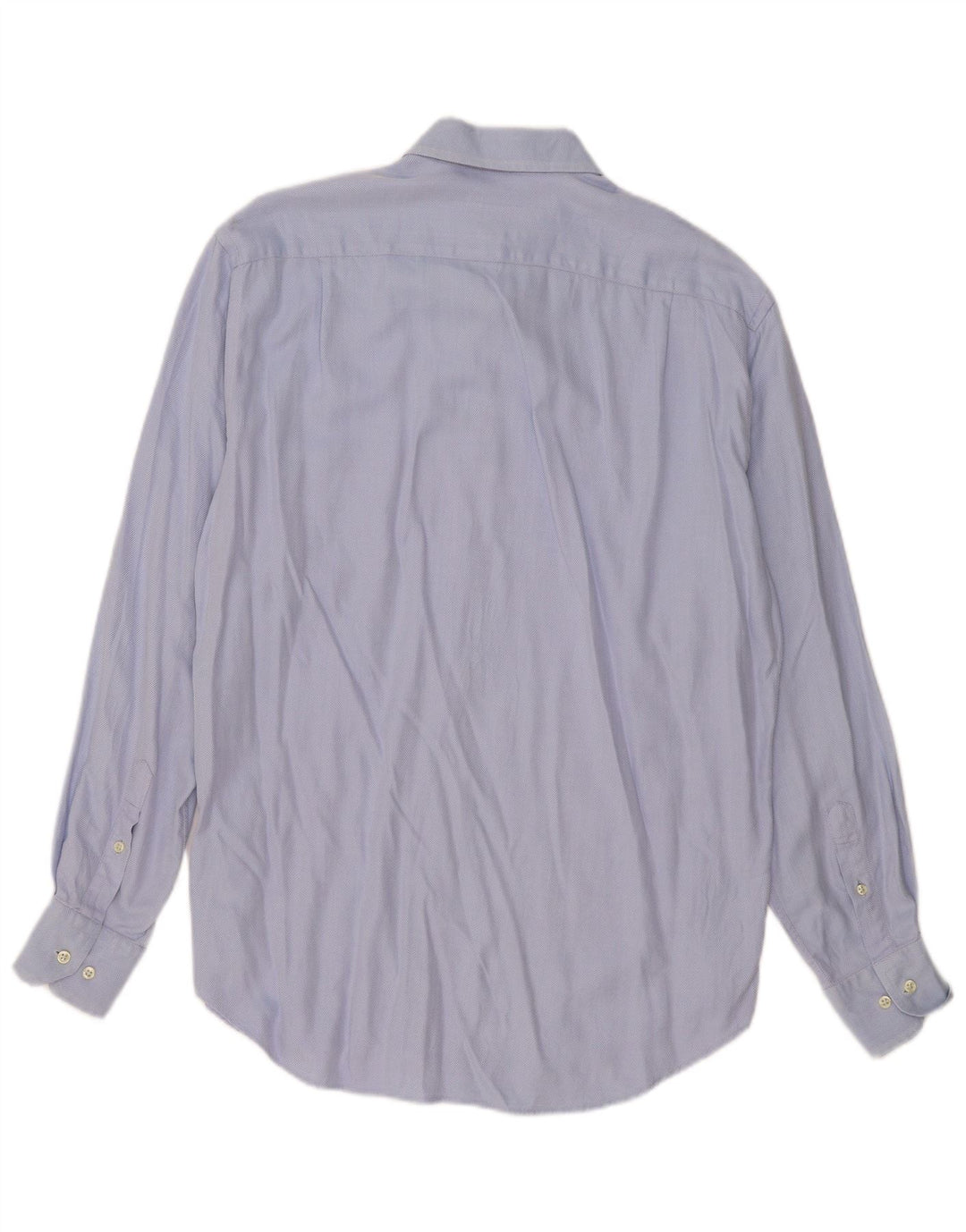 Massimo Dutti Mens Shirt Size 42 16 1/2 Large Blue Herringbone Cotton