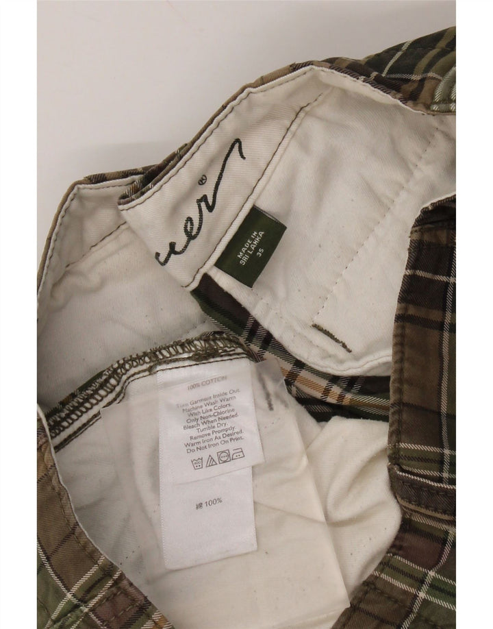 EDDIE BAUER Mens Cargo Shorts W35 Large Khaki Check Cotton