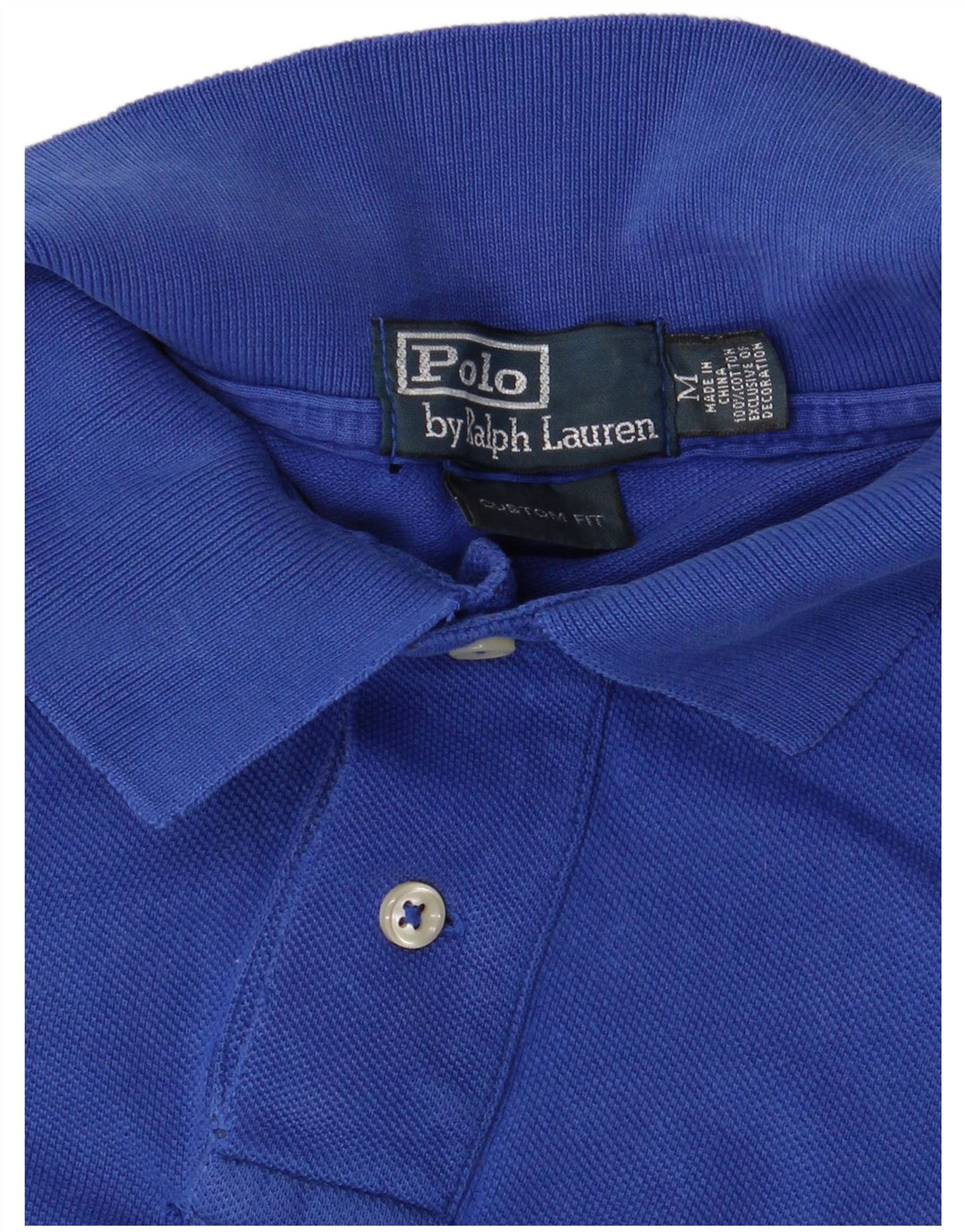 RALPH LAUREN Mens Custom Fit Polo Shirt Medium Blue Cotton