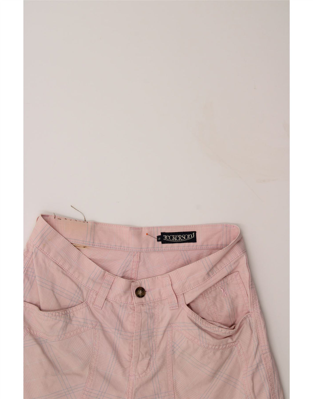 JECKERSON Mens Bermuda Shorts W30 Medium Pink Check Cotton Vintage Jeckerson and Second-Hand Jeckerson from Messina Hembry 