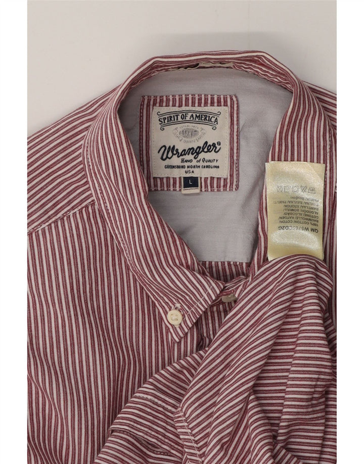 WRANGLER Mens Shirt Large Red Striped Cotton