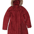 Eddie Bauer Womens Hooded Padded Coat UK 14 Medium Burgundy Polyester