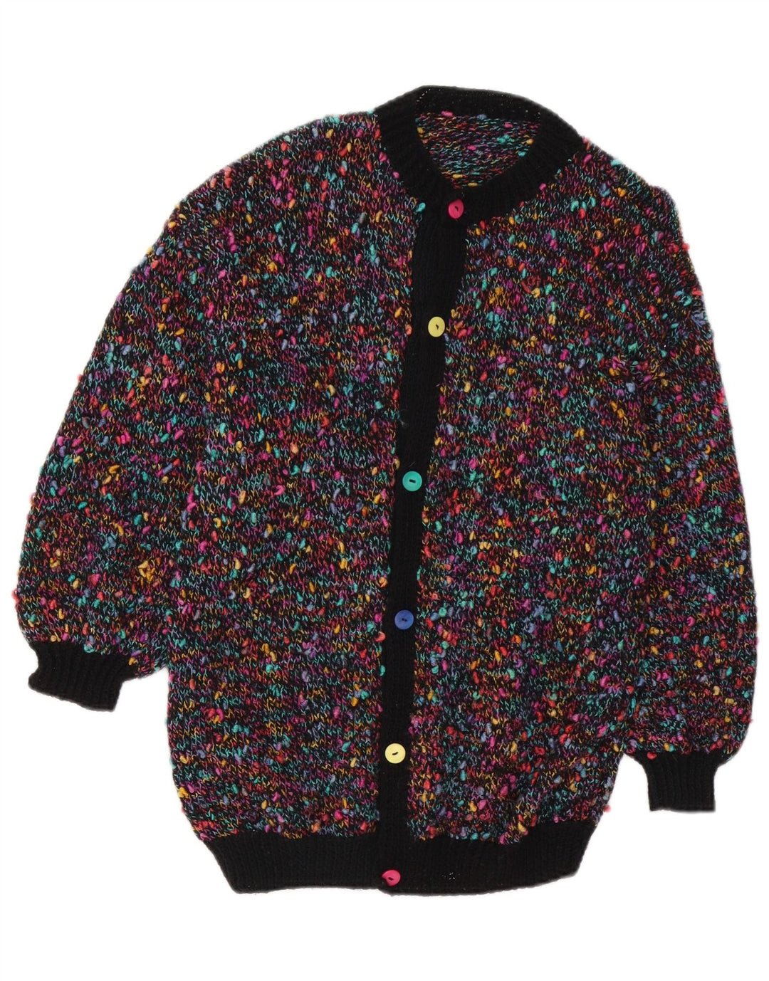 Vintage Womens Cardigan Sweater UK 14 Medium Multicoloured Flecked