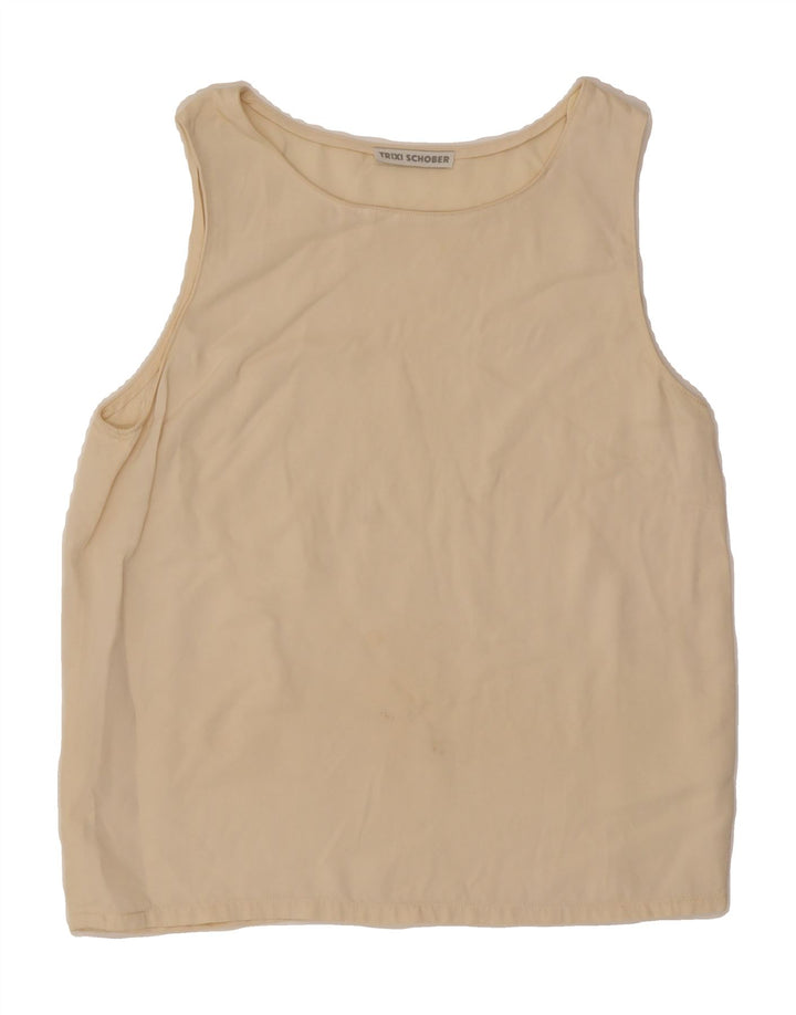 VINTAGE Womens Vest Top UK 10 Small Beige Vintage Vintage and Second-Hand Vintage from Messina Hembry 