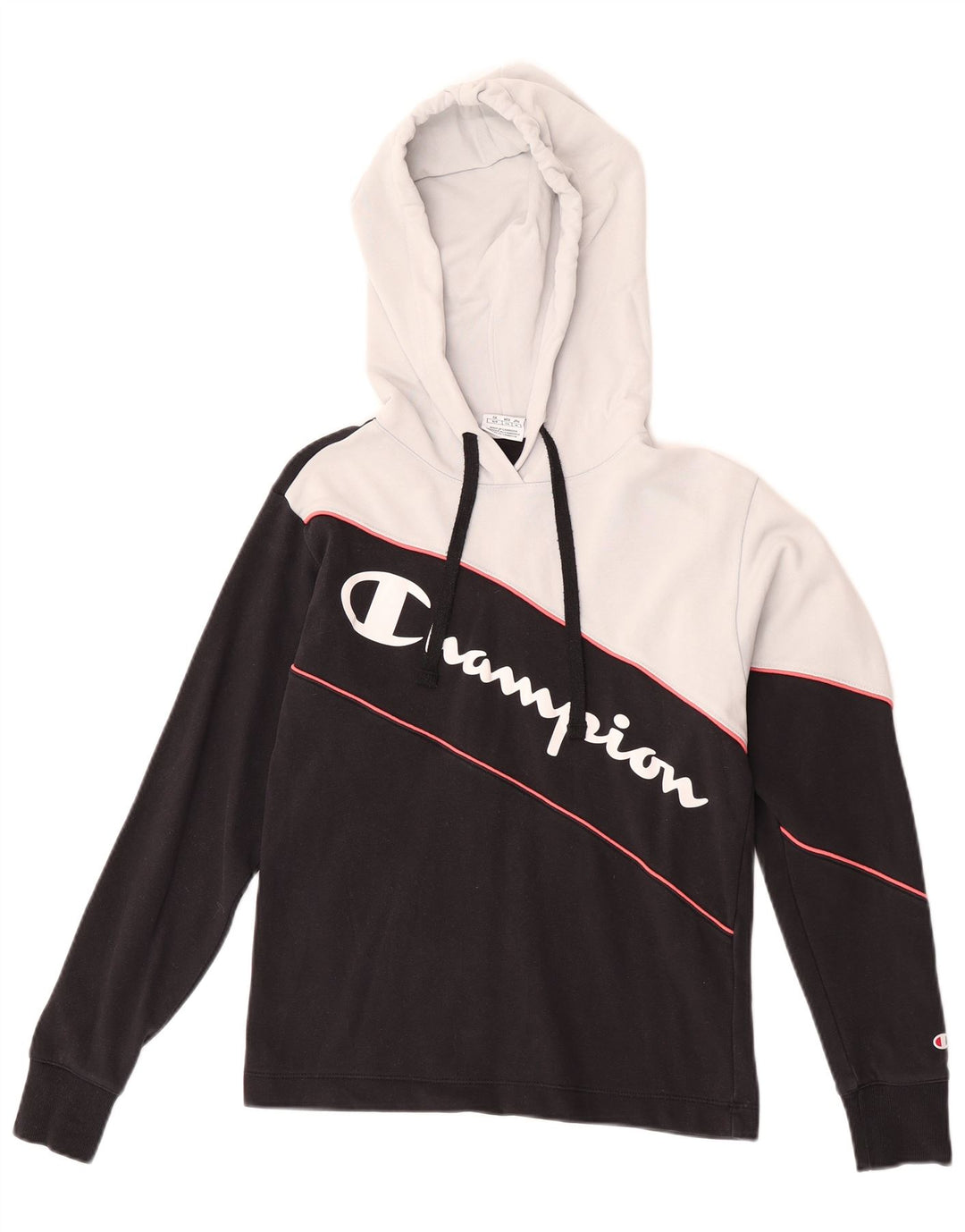 Champion Womens Graphic Top Long Sleeve UK 10 Small Black Colourblock