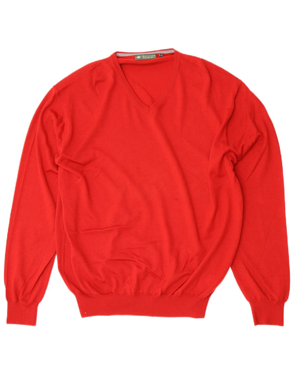 Baileys Mens V-Neck Jumper Sweater 2XL Red New Wool