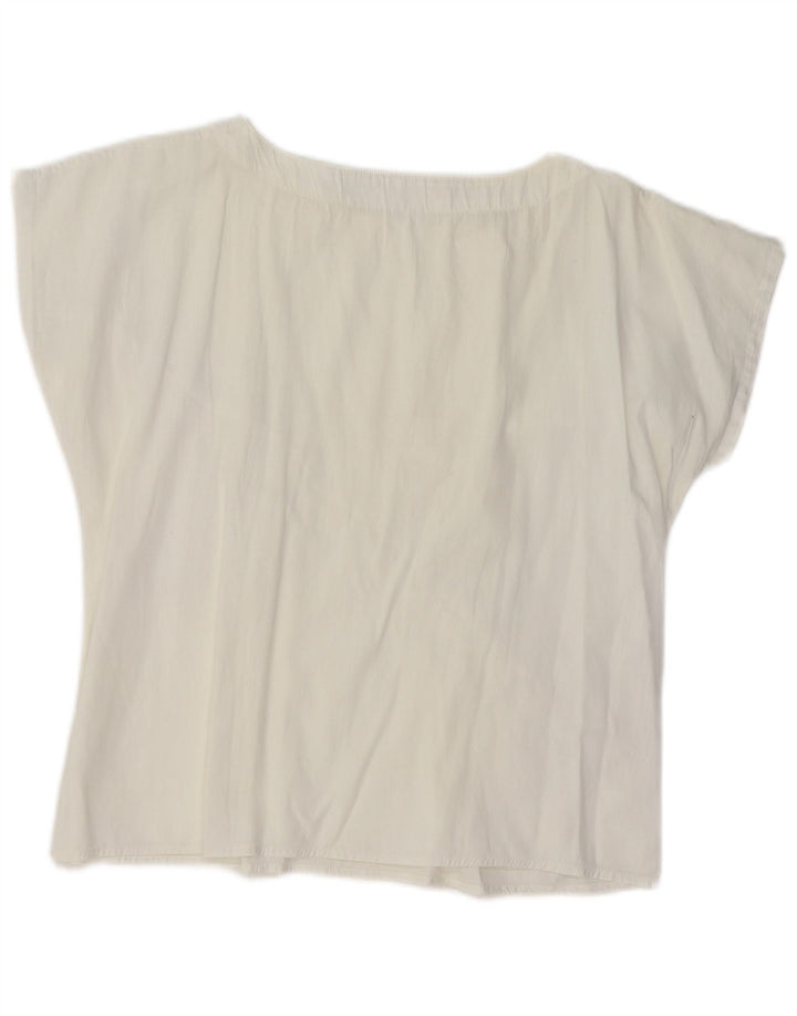 VINTAGE Womens Crop T-Shirt Top UK 14 Medium White