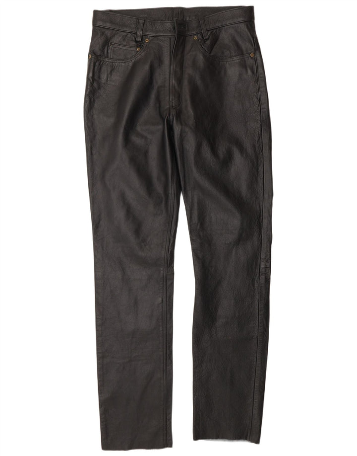 Vintage Mens Leather Trousers W34 L34 Black