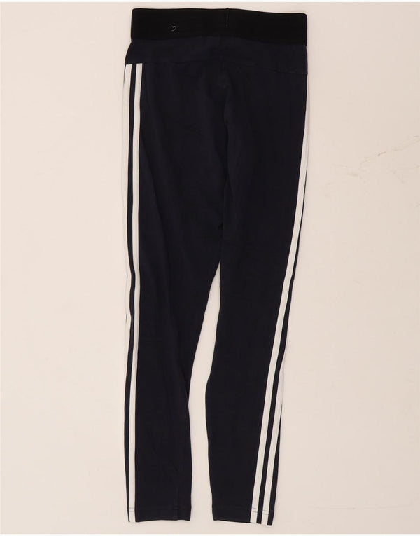 Adidas Womens Leggings UK 4/6 XS Navy Blue Colourblock Cotton