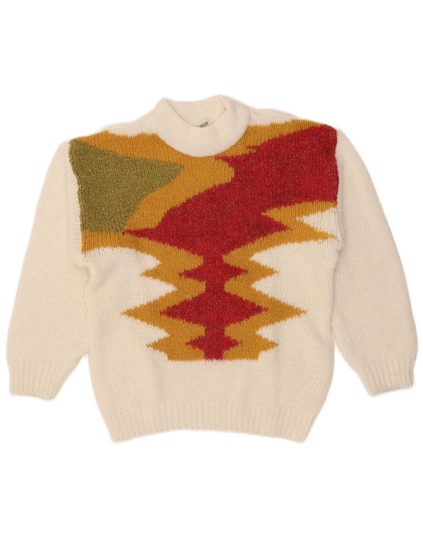 C&A Womens Turtle Neck Jumper Sweater EU 40 Medium White Colourblock