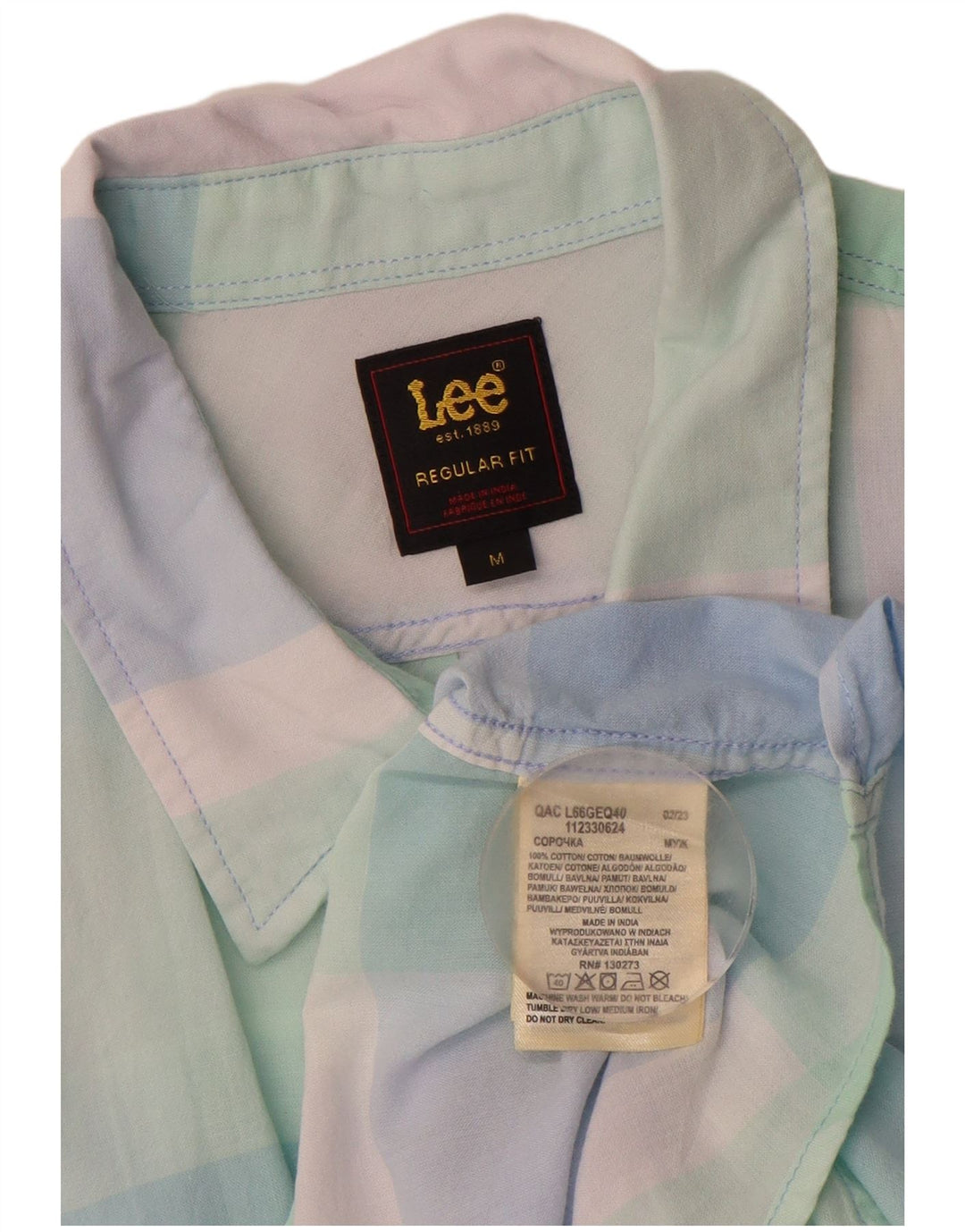 LEE Mens Regular Fit Short Sleeve Shirt Medium Multicoloured Check Cotton