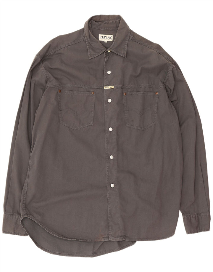 Replay Mens Denim Shirt 2XL Grey Cotton