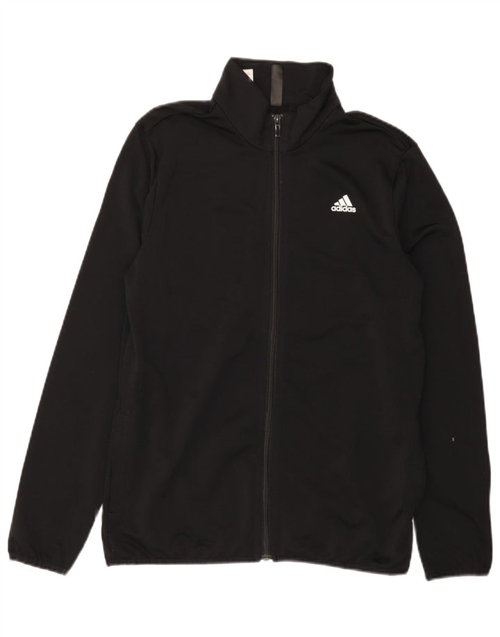 Adidas Boys Graphic Tracksuit Top Jacket 13-14 Years Black Polyester