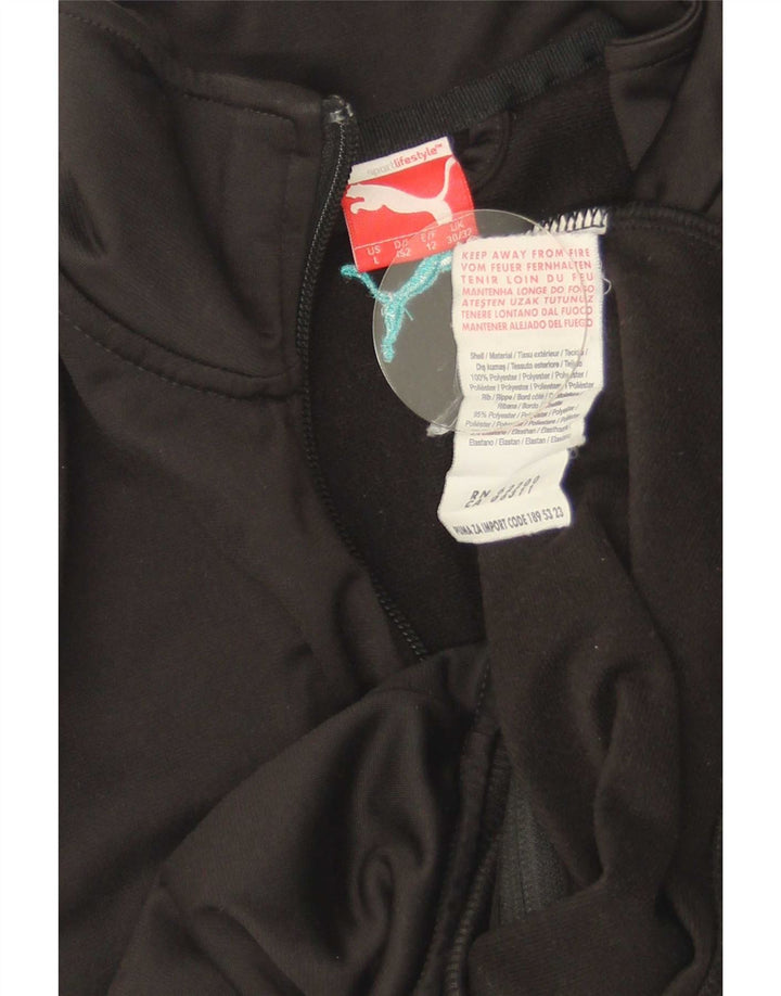 Puma Boys Graphic Tracksuit Top Jacket 11-12 Years Black Polyester