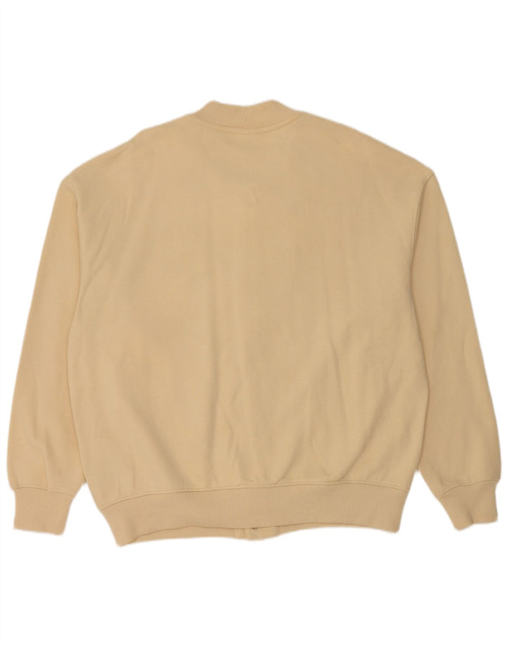 Zara Mens Varsity Jacket UK 42 XL Beige Cotton