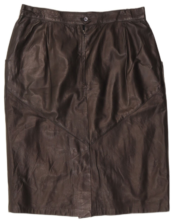 Vintage Womens Leather Skirt W32 Large  Black Leather
