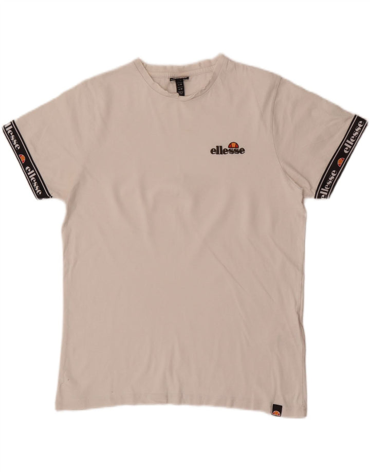 Ellesse Mens Graphic T-Shirt Top Medium White Colourblock Cotton