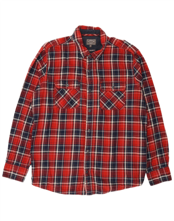 Fat Face Mens Flannel Shirt XL Red Check Cotton