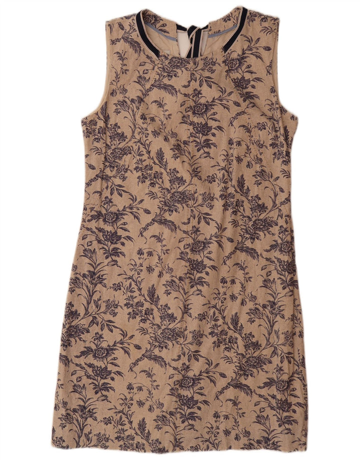 LAURA ASHLEY Womens Sleeveless Sheath Dress UK 14 Large  Beige Floral