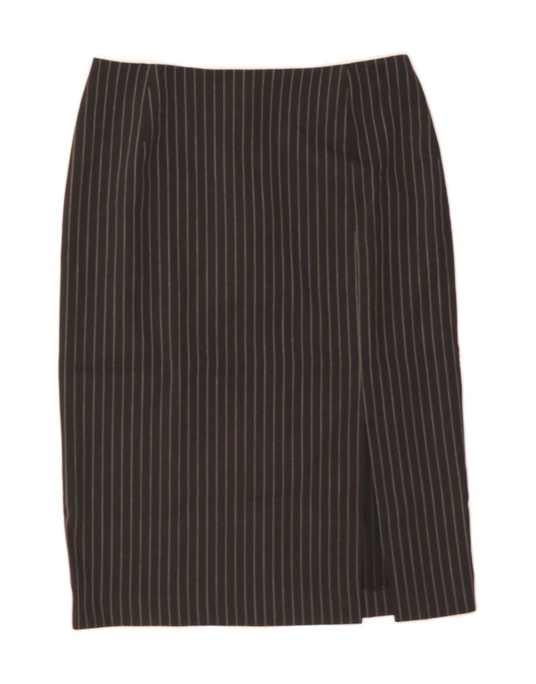 LANCETTI Womens Pencil Skirt IT 42 Medium W28  Black Pinstripe Polyester Vintage Lancetti and Second-Hand Lancetti from Messina Hembry 