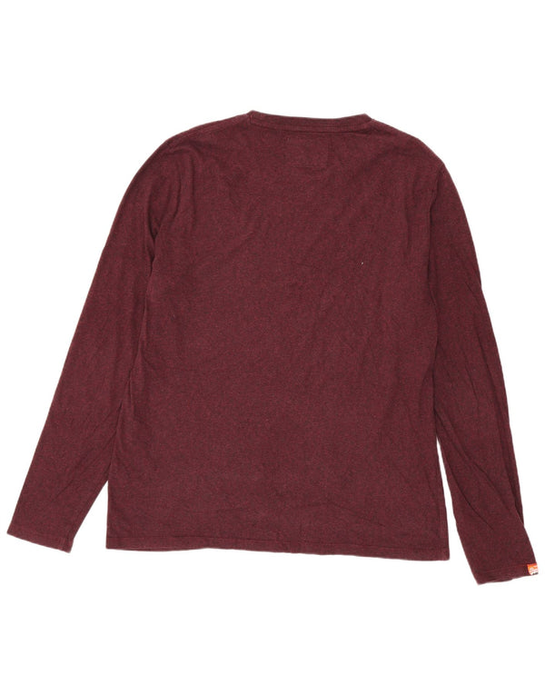 Superdry Mens Top Long Sleeve 2XL Burgundy Cotton